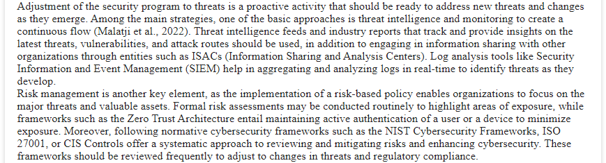 A security Program to Changing Threat Landscapes