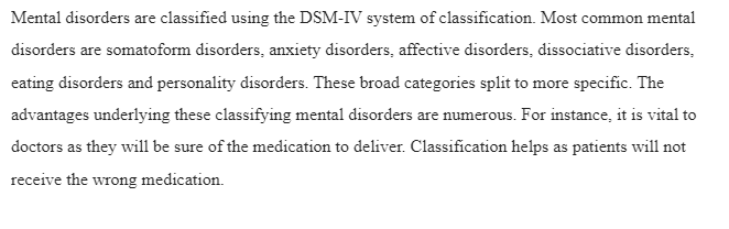 Advantages of Classifying Mental Disorders into Types