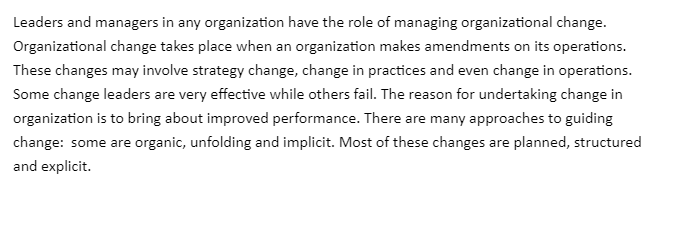 Applying the Principles of Organizational Change