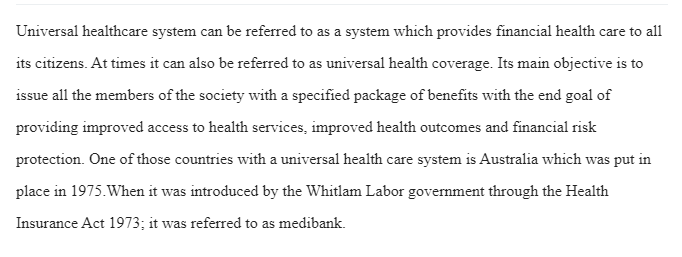 Australian Versus U.S Health care Systems