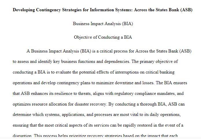 Developing Contingency Strategies for Information System-ITT 430