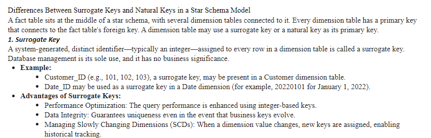 Differences Between Surrogate Keys and Natural Keys