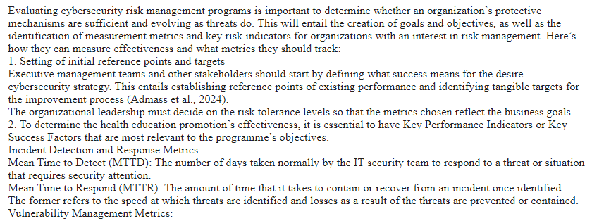 Evaluating Cybersecurity Risk Management Programs