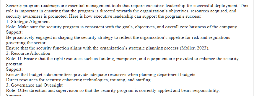 Executive Leadership Role in Developing a IT Security Program
