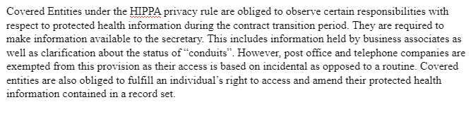 General Obligations of an Entity Covered by HIPPA