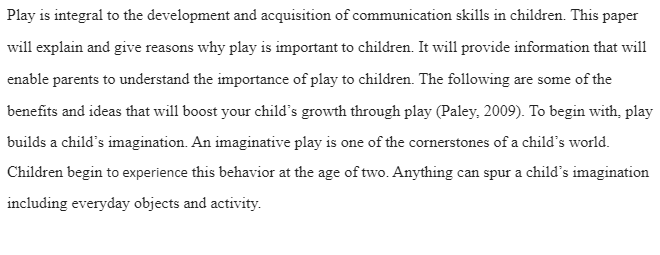 Importance of Play to Children