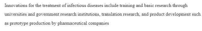 Innovations for the Treatment of Infectious Diseases