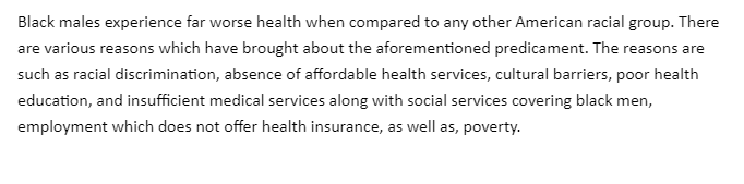 Public Health Problem-Black American Male’s Health