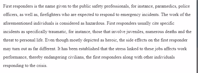 Reducing Strain and Stress for First Responders in Post Incidents 