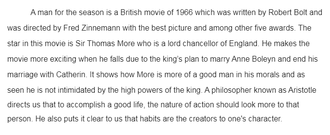 Reviewing Movie Characters-A Man for all Seasons