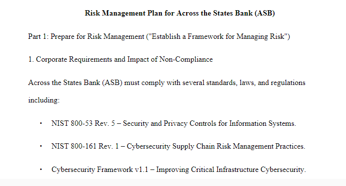 Risk Management Assessment and Control