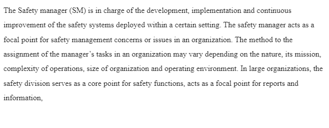 Safety Manager Roles and Positioning 