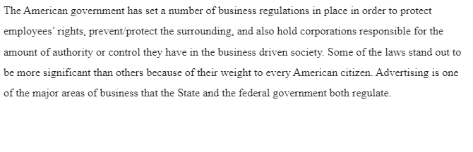 State and Federal Government Regulations on Businesses 