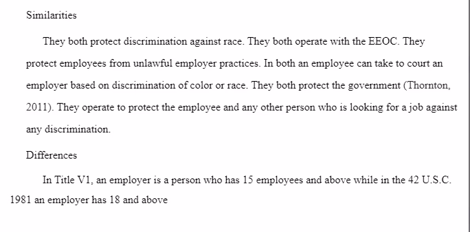 Title VII of the Civil Rights Act of 1964 Versus 42 U.S.C. 1981