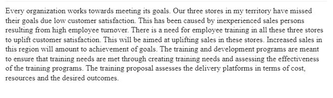 Training Assessment Proposal
