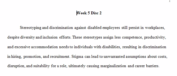 Exploring Disability Stereotypes and Discrimination