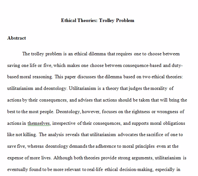 Ethical Theories: Trolley Problem