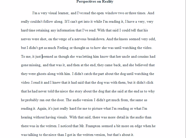 Perspectives on Reality