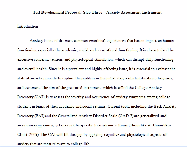 Test Development Proposal: Step Three