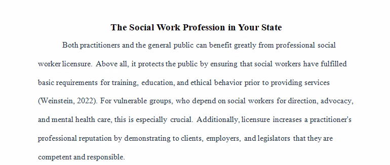 The Social Work Profession in Your State