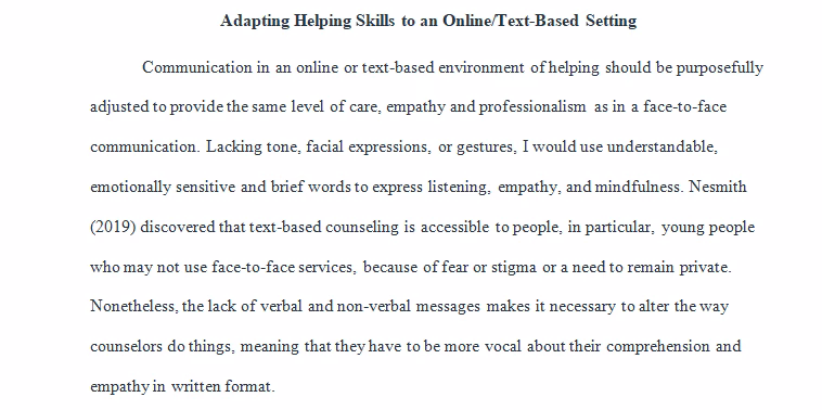 Online and Text-Based Applications of Helping Skills