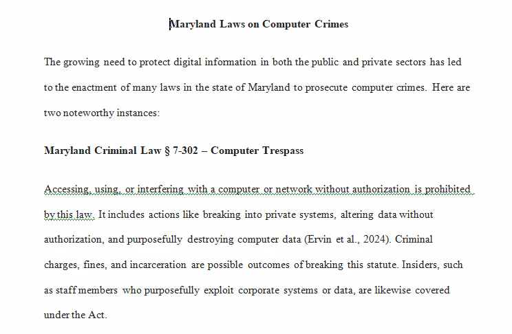 Maryland Laws on Computer Crimes