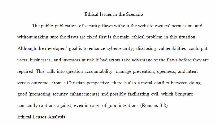 Ethical Issues in the Scenario