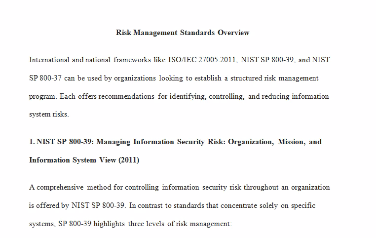Risk Management Standards Overview