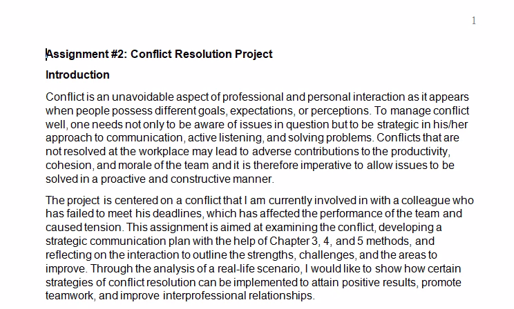 Conflict Resolution Project